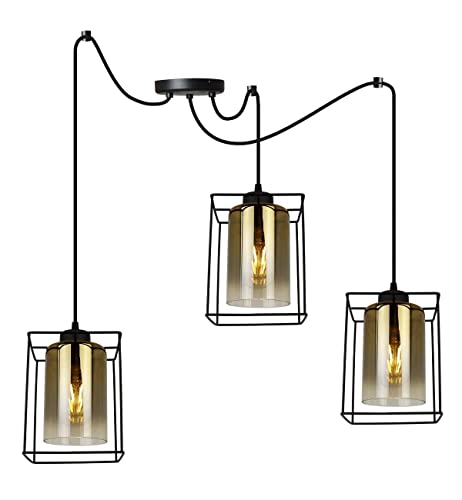 Light-Home Hella Cage Hängelampe - Moderner Personalisierter Kronleuchter - Deckenlampe für Wohnzimmer Schlafzimmer und Esszimmer- Pendelleuchte aus Metall und Glas - E27 - Gold - 3-Flammig von Light Home LH