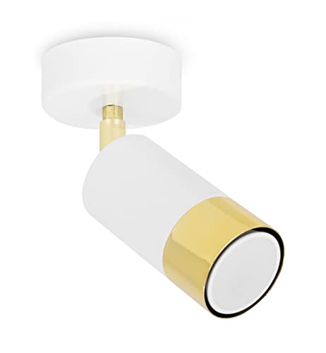 Light-Home Hugo Hängelampe - Deckenlampe für Wohnzimmer Schlafzimmer und Esszimmer- Pendelleuchte aus Metall und Glas - GU10-1-Flammig - Weiß und Gold von Light Home LH