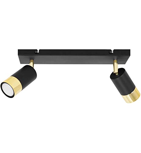 Light-Home Hugo Hängelampe - Deckenlampe für Wohnzimmer Schlafzimmer und Esszimmer- Pendelleuchte aus Metall und Glas - GU10-2-Flammig - Schwarz und Gold von Light Home LH