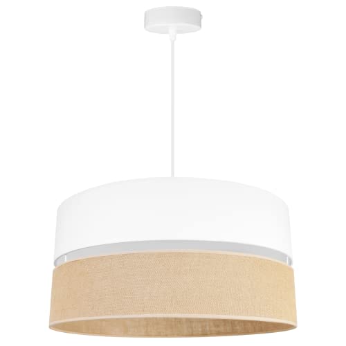 Light-Home Juta Hängelampe - Boho Deckenlampe Esszimmer und Küche - Pendelleuchte aus Metall mit Stoff Lampenschirm - ⌀ 45 cm - Klassisch 1 - Jute Weiß Light-Home Juta Hängelampe - Boho Deckenlampe Esszimmer und Küche - Pendelleuchte aus Metall mit Stoff Lampenschirm - ⌀ 45 cm - Klassisch 1 - Jute Weiß von Light Home LH