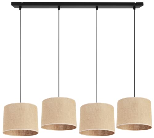Light-Home Juta Hängelampe - Deckenlampe - Pendelleuchte aus Metall mit Lampenschirm aus Stoff - E27 - Klassisch 4-Flammig 20 cm - Schwarz Untersatz - Jute Light-Home Juta Hängelampe - Deckenlampe - Pendelleuchte aus Metall mit Lampenschirm aus Stoff - E27 - Klassisch 4-Flammig 20 cm - Schwarz Untersatz - Jute von Light Home LH