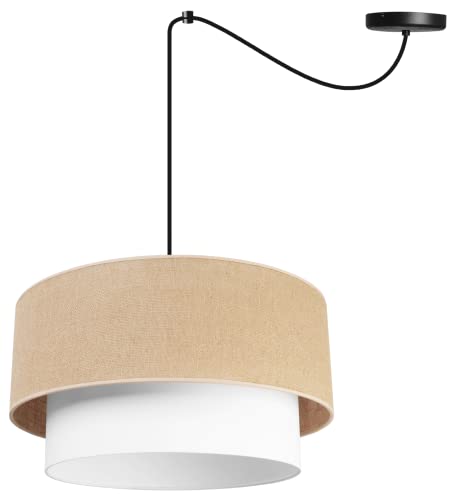 Light-Home Juta Hängelampe - Boho Deckenlampe Esszimmer und Küche - Pendelleuchte aus Metall mit Soff Lampenschirm (E27) - ⌀ 45 cm - Schwarz Untersatz - Jute Weiß Light-Home Juta Hängelampe - Boho Deckenlampe Esszimmer und Küche - Pendelleuchte aus Metall mit Soff Lampenschirm (E27) - ⌀ 45 cm - Schwarz Untersatz - Jute Weiß von Light Home LH