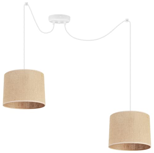 Light-Home Juta Hängelampe - Boho Deckenlampe Esszimmer und Küche - Pendelleuchte aus Metall mit Soff Lampenschirm (E27) - ⌀ 20 cm - Weiß Untersatz - Jute Light-Home Juta Hängelampe - Boho Deckenlampe Esszimmer und Küche - Pendelleuchte aus Metall mit Soff Lampenschirm (E27) - ⌀ 20 cm - Weiß Untersatz - Jute von Light Home LH