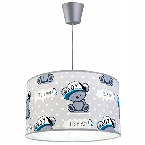 Light-Home - KOALE - Hängelampe - Deckenlampe - Pendelleuchte aus Metall mit Lampenschirm aus Stoff - E27 1-Flammig 35 cm - Grau Koala von Light Home LH