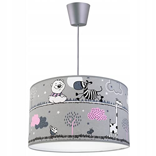 Light-Home - LADYBIRD - Hängelampe - Deckenlampe - Pendelleuchte aus Metall mit Lampenschirm aus Stoff - E27 1-Flammig 35 cm - Grau und Blau von Light Home LH