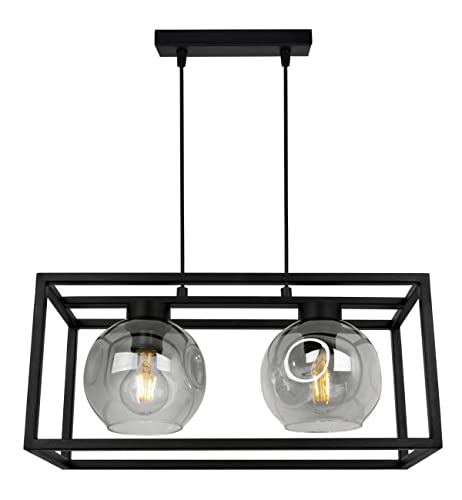 Light Home LHLight-Home Helix Cage Hängelampe - Deckenlampe für Wohnzimmer Schlafzimmer und Esszimmer- Pendelleuchte aus Metall und Glas - E27 - Graphit - 2-Flammig von Light Home LH