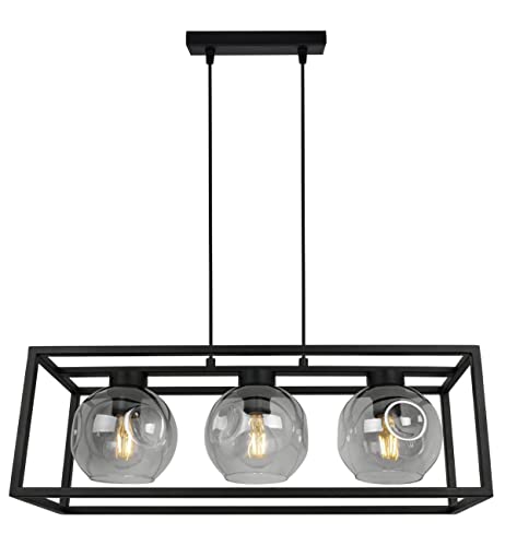 Light Home LHLight-Home Helix Cage Hängelampe - Deckenlampe für Wohnzimmer Schlafzimmer und Esszimmer- Pendelleuchte aus Metall und Glas - E27 - Graphit - 3-Flammig von Light Home LH