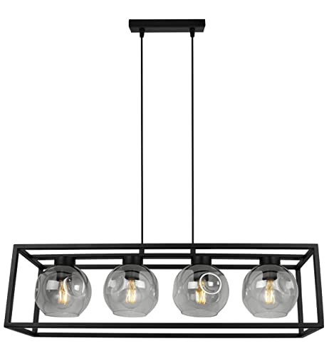 Light Home LHLight-Home Helix Cage Hängelampe - Deckenlampe für Wohnzimmer Schlafzimmer und Esszimmer- Pendelleuchte aus Metall und Glas - E27 - Graphit - 4-Flammig von Light Home LH