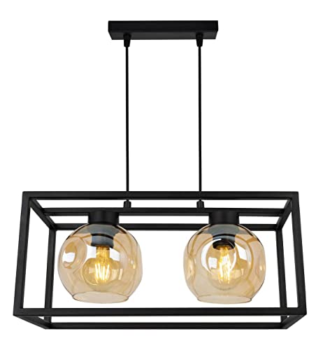 Light Home LHLight-Home Helix Cage Hängelampe - Deckenlampe für Wohnzimmer Schlafzimmer und Esszimmer- Pendelleuchte aus Metall und Glas - E27 - Honig - 2-Flammig von Light Home LH