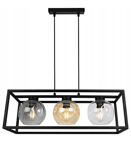 Light Home LHLight-Home Helix Cage Hängelampe - Deckenlampe für Wohnzimmer Schlafzimmer und Esszimmer- Pendelleuchte aus Metall und Glas - E27 - Mix - 3-Flammig von Light Home LH