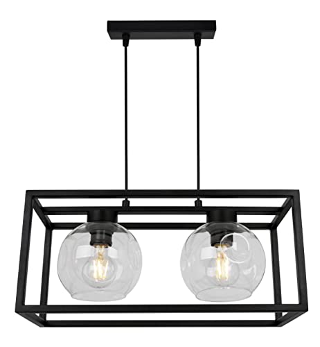 Light Home LHLight-Home Helix Cage Hängelampe - Deckenlampe für Wohnzimmer Schlafzimmer und Esszimmer- Pendelleuchte aus Metall und Glas - E27 - Transparent - 2-Flammig von Light Home LH