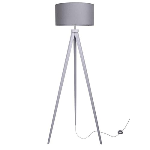 Light-Home Lampenschirm Stehlampe Modern - Standleuchte für Wohnzimmer Schlafzimmer Büro - Dreibeinige Industrial Lampe aus Holz - Grau und Dunkelgrau von Light Home LH