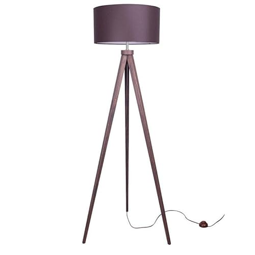 Light-Home Lampenschirm Stehlampe Modern - Standleuchte für Wohnzimmer Schlafzimmer Büro - Dreibeinige Industrial Lampe aus Holz - Wenge und Braun von Light Home LH