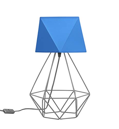 Light-Home Lampenschirm Tischlampe Modern - Elegante Nachttischlampe für Schlafzimmer Wohnzimmer - Tischleuchte E27-40x23,5 cm - Grau und Blau Diamant von Light Home LH