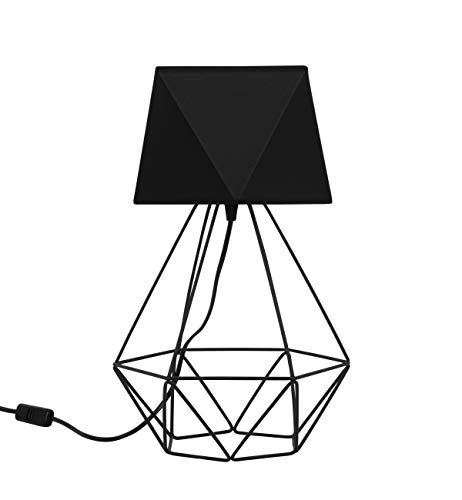 Light-Home Lampenschirm Tischlampe Modern - Elegante Nachttischlampe für Schlafzimmer Wohnzimmer - Tischleuchte E27-40x23,5 cm - Schwarz und Schwarz Diamant von Light Home LH