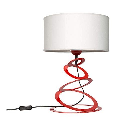 Light-Home Lampenschirm Tischlampe Modern - Elegante Nachttischlampe für Schlafzimmer Wohnzimmer - Tischleuchte E27-45x30 cm - Rot und Weiß von Light Home LH