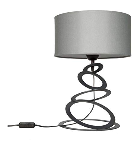 Light-Home Lampenschirm Tischlampe Modern - Elegante Nachttischlampe für Schlafzimmer Wohnzimmer - Tischleuchte E27-45x30 cm - Schwarz und Grau von Light Home LH