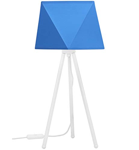 Light-Home Lampenschirm Tischlampe Modern - Elegante Nachttischlampe für Schlafzimmer Wohnzimmer - Tischleuchte E27-46x22,5 cm - Weiß und Blau Diamant von Light Home LH