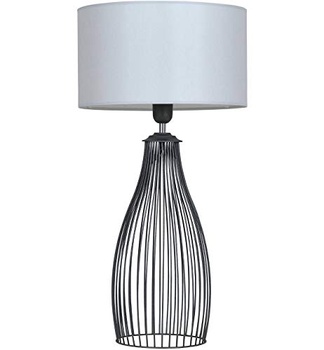 Light-Home Lampenschirm Tischlampe Modern - Elegante Nachttischlampe für Schlafzimmer Wohnzimmer - Tischleuchte E27 65x35 cm – Schwarz und Grau von Light Home LH