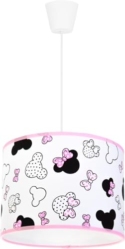 Light-Home - MINNIE - Hängelampe - Deckenlampe - Pendelleuchte aus Metall mit Lampenschirm aus Stoff - E27 1-Flammig 20 cm - Weiß und Rosa von Light Home LH