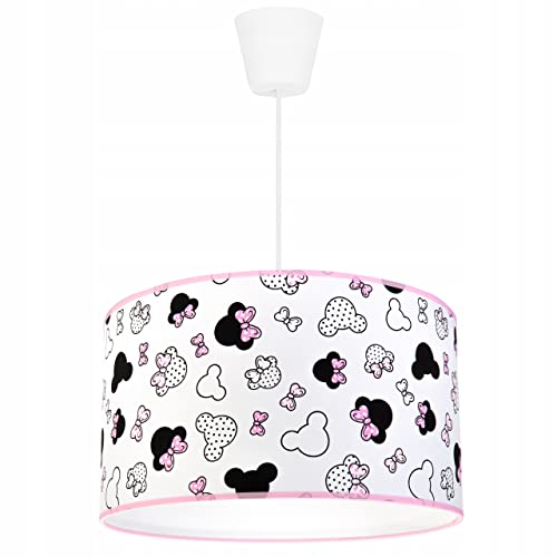 Light-Home - MINNIE - Hängelampe - Deckenlampe - Pendelleuchte aus Metall mit Lampenschirm aus Stoff - E27 1-Flammig 35 cm - Weiß und Rosa von Light Home LH