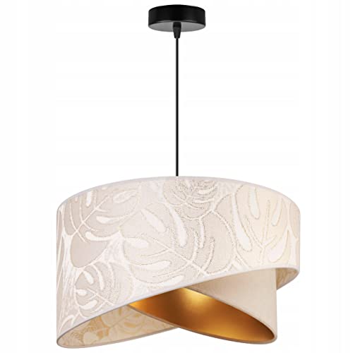 Light-Home Milan Lampenschirm Hängelampe Hängeleuchte - Deckenlampe Industrial für Wohnzimmer Schlafzimmer Esszimmer - Pendelleuchte aus Metall mit Lampenschirm Velours - Beige Monserta - Schwarz von Light Home LH
