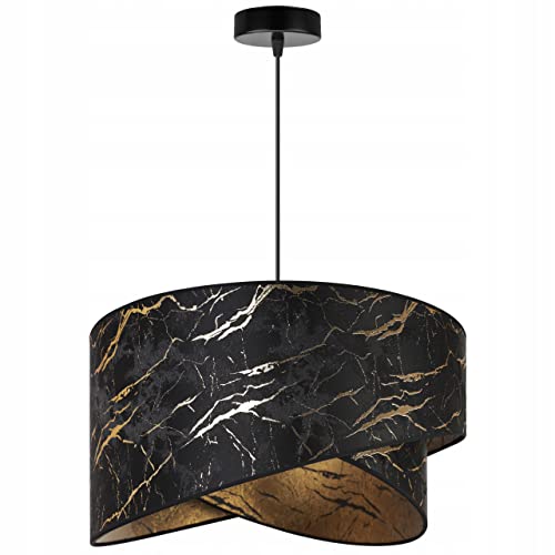 Light-Home Milan Lampenschirm Hängelampe Hängeleuchte - Deckenlampe Industrial für Wohnzimmer Schlafzimmer Esszimmer - Pendelleuchte aus Metall mit Lampenschirm Velours - Schwarz und Gold von Light Home LH