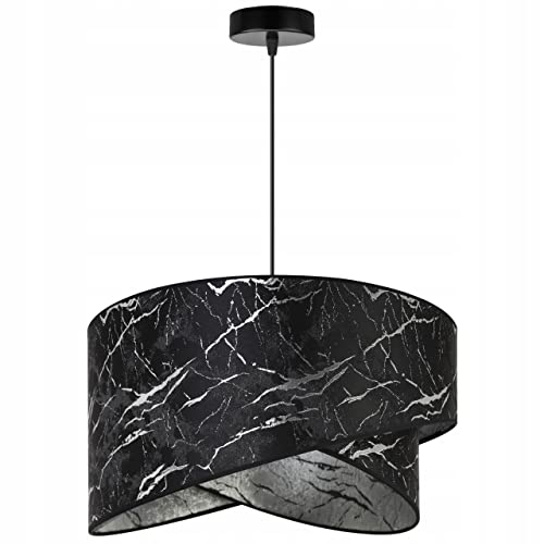 Light-Home Milan Lampenschirm Hängelampe Hängeleuchte - Deckenlampe Industrial für Wohnzimmer Schlafzimmer Esszimmer - Pendelleuchte aus Metall mit Lampenschirm Velours - Schwarz und Silber von Light Home LH