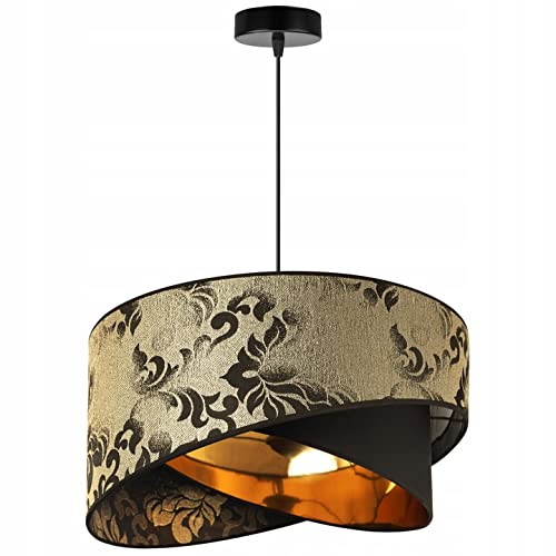 Light-Home Milan Lampenschirm Hängelampe Hängeleuchte - Deckenlampe Industrial für Wohnzimmer Schlafzimmer und Esszimmer - Pendelleuchte aus Metall mit Lampenschirm aus Velours (Schwarz und Gold) von Light Home LH