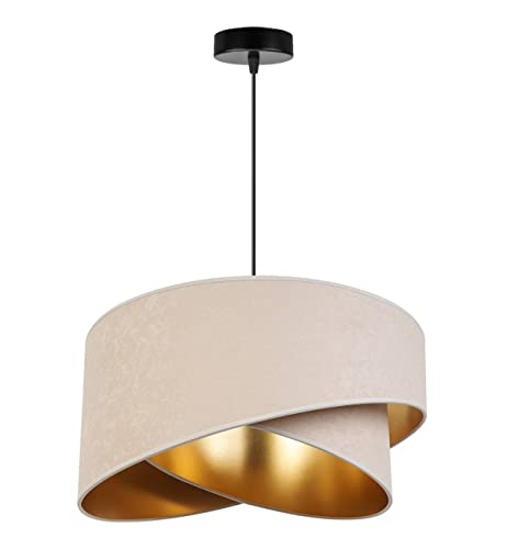 Light-Home Milan Lampenschirm Hängelampe Hängeleuchte - Deckenlampe Industrial für Wohnzimmer Schlafzimmer und Esszimmer - Pendelleuchte aus Metall mit Lampenschirm aus Velours - Creme von Light Home LH