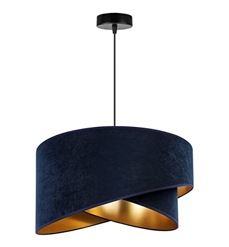 Light-Home Milan Lampenschirm Hängelampe Hängeleuchte - Deckenlampe Industrial für Wohnzimmer Schlafzimmer und Esszimmer - Pendelleuchte aus Metall mit Lampenschirm aus Velours - Grant und Gold von Light Home LH