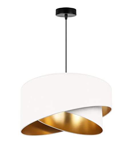 Light-Home Milan Elegant Hängelampe - Modern Deckenlampe für Wohnzimmer Schlafzimmer und Esszimmer - Designer Pendelleuchte aus Metall mit Lampenschirm aus Velours - Weiß und Gold Light-Home Milan Elegant Hängelampe - Modern Deckenlampe für Wohnzimmer Schlafzimmer und Esszimmer - Designer Pendelleuchte aus Metall mit Lampenschirm aus Velours - Weiß und Gold von Light Home LH