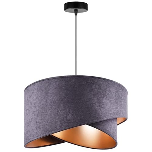 Light-Home Milan Lampenschirm Hängelampe Hängeleuchte - Deckenlampe Industrial für Wohnzimmer Schlafzimmer und Esszimmer - Pendelleuchte mit Lampenschirm aus Velours - Dunkelgrau und Gold von Light Home LH