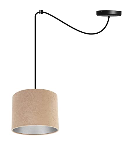 Light-Home Milan Spider Hängelampe - Hängeleuchte in Spinnenform - Deckenlampe – Spinne Lampe mit 1 Kopf - Hängeleuchte aus Metall und Stoff - E27 - Beige und Silber von Light Home LH