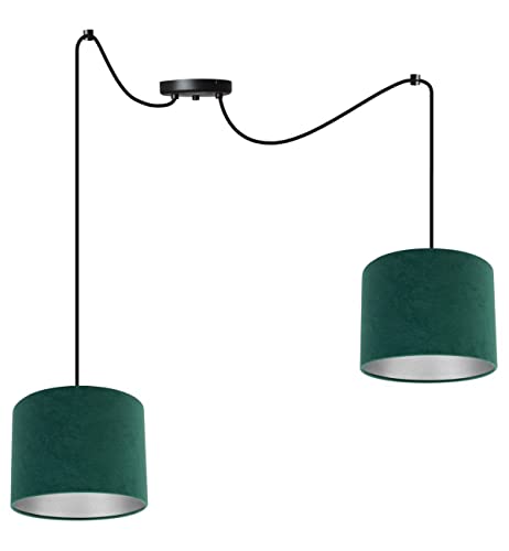 Light-Home Milan Spider Hängelampe - Hängeleuchte in Spinnenform - Deckenlampe – Spinne Lampe mit 2 Kopf - Hängeleuchte aus Metall und Stoff - E27 - Grün und Silber Light-Home Milan Spider Hängelampe - Hängeleuchte in Spinnenform - Deckenlampe – Spinne Lampe mit 2 Kopf - Hängeleuchte aus Metall und Stoff - E27 - Grün und Silber von Light Home LH