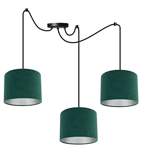 Light-Home Milan Spider Hängelampe - Hängeleuchte in Spinnenform - Deckenlampe – Spinne Lampe mit 3 Kopf - Hängeleuchte aus Metall und Stoff - E27 - Grün und Silber Light-Home Milan Spider Hängelampe - Hängeleuchte in Spinnenform - Deckenlampe – Spinne Lampe mit 3 Kopf - Hängeleuchte aus Metall und Stoff - E27 - Grün und Silber von Light Home LH