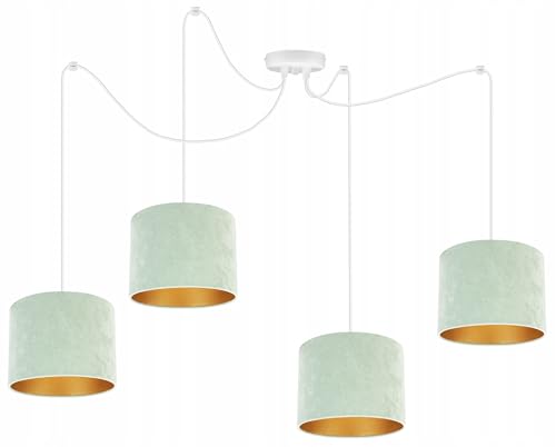 Light-Home Milan Spider Hängelampe - Hängeleuchte in Spinnenform - Deckenlampe – Spinne Lampe mit 4 Kopf - Hängeleuchte aus Metall und Stoff - E27 - Pistazie und Gold - Weißes Kabel Light-Home Milan Spider Hängelampe - Hängeleuchte in Spinnenform - Deckenlampe – Spinne Lampe mit 4 Kopf - Hängeleuchte aus Metall und Stoff - E27 - Pistazie und Gold - Weißes Kabel von Light Home LH