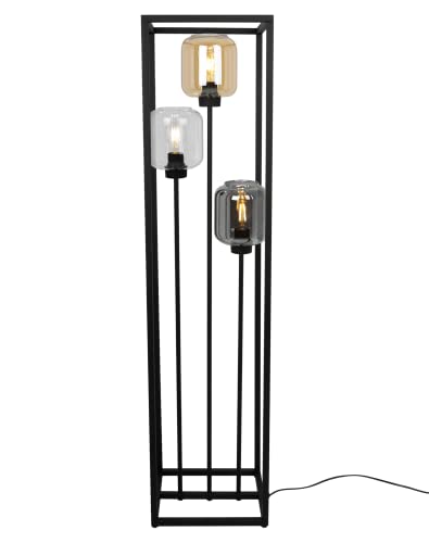 Light-Home NOVALJA CAGE Lampenschirm Stehlampe Modern - Standleuchte für Wohnzimmer Schlafzimmer Büro - Elegante Industrial Lampe - Schwarz - Mix - 130x30x25 cm von Light Home LH