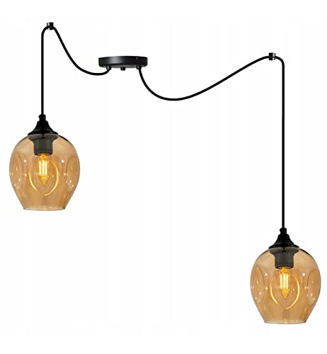 Light-Home Prage Spider Hängelampe - Hängeleuchte in Spinnenform - Deckenlampe – Spinne Lampe mit 2 Kopf - Hängeleuchte aus Metall und Glas - E27 - Honig Light-Home Prage Spider Hängelampe - Hängeleuchte in Spinnenform - Deckenlampe – Spinne Lampe mit 2 Kopf - Hängeleuchte aus Metall und Glas - E27 - Honig von Light Home LH