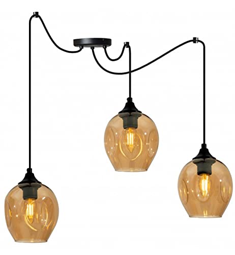 Light-Home Prage Spider Hängelampe - Hängeleuchte in Spinnenform - Deckenlampe – Spinne Lampe mit 3 Kopf - Hängeleuchte aus Metall und Glas - E27 - Honig Light-Home Prage Spider Hängelampe - Hängeleuchte in Spinnenform - Deckenlampe – Spinne Lampe mit 3 Kopf - Hängeleuchte aus Metall und Glas - E27 - Honig von Light Home LH