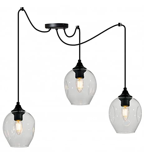 Light-Home Prage Spider Hängelampe - Hängeleuchte in Spinnenform - Deckenlampe – Spinne Lampe mit 3 Kopf - Hängeleuchte aus Metall und Glas - E27 - Transparent Light-Home Prage Spider Hängelampe - Hängeleuchte in Spinnenform - Deckenlampe – Spinne Lampe mit 3 Kopf - Hängeleuchte aus Metall und Glas - E27 - Transparent von Light Home LH