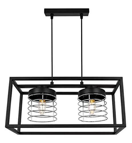 Light-Home Rasti Cage Hängelampe - Deckenlampe für Wohnzimmer Schlafzimmer und Esszimmer- Pendelleuchte aus Metall und Glas - E27 - Chrom - 2-Flammig von Light Home LH