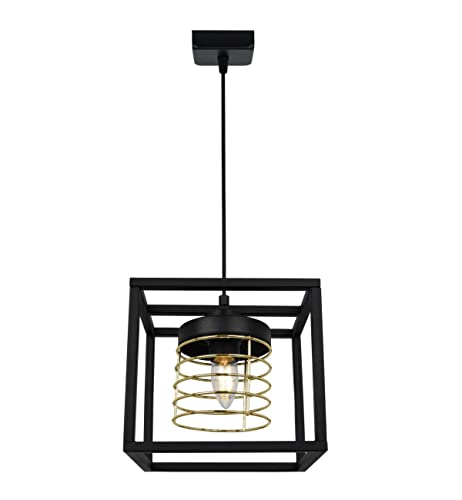 Light-Home Rasti Cage Hängelampe - Deckenlampe für Wohnzimmer Schlafzimmer und Esszimmer- Pendelleuchte aus Metall und Glas - E27 - Gold - 1-Flammig von Light Home LH