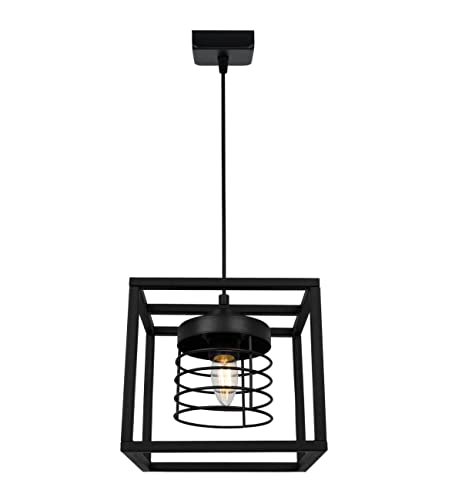 Light-Home Rasti Cage Hängelampe - Deckenlampe für Wohnzimmer Schlafzimmer und Esszimmer- Pendelleuchte aus Metall und Glas - E27 - Schwarz - 1-Flammig von Light Home LH