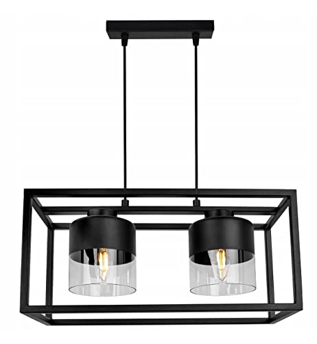 Light-Home Roma Cage Hängelampe - Deckenlampe für Wohnzimmer Schlafzimmer und Esszimmer- Pendelleuchte aus Metall und Glas - E27-2-Flammig von Light Home LH
