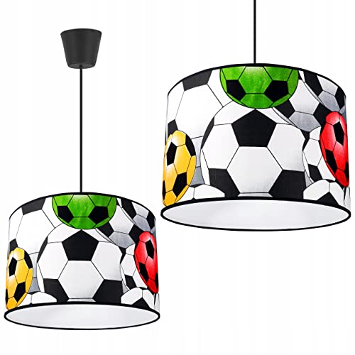 Light-Home - SOCCER - Hängelampe - Deckenlampe - Pendelleuchte aus Metall mit Lampenschirm aus Stoff - E27 1-Flammig - Gelb, Rot und Grün von Light Home LH