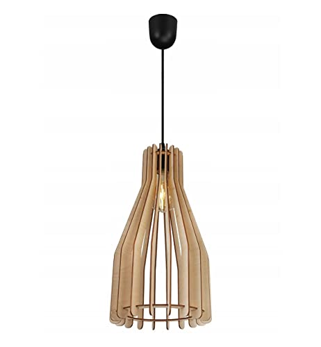 Light-Home Timber Hängelampe Hängeleuchte - Deckenlampe Industrial für Wohnzimmer Schlafzimmer und Esszimmer - Pendelleuchte aus Metall und Holz - 1 - Flammig Längs - Einfache Form II von Light Home LH