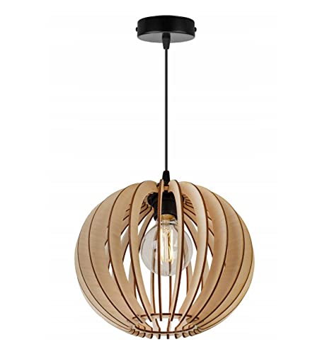 Light-Home Timber Hängelampe Hängeleuchte - Deckenlampe Industrial für Wohnzimmer Schlafzimmer und Esszimmer - Pendelleuchte aus Metall und Holz - 1 - Flammig Längs - Rustikal von Light Home LH