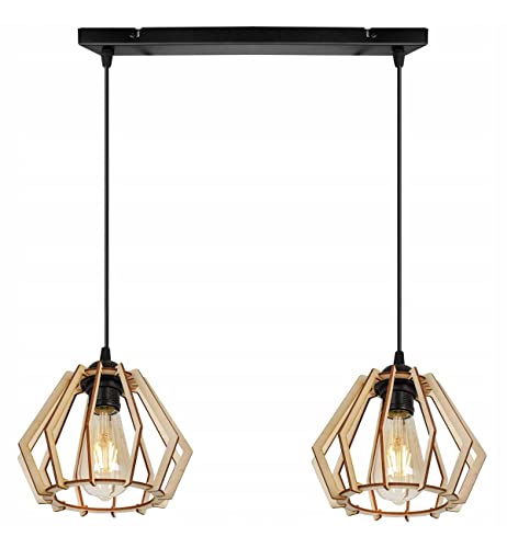 Light-Home Timber Hängelampe aus Holz und Metall - Esstischlampe Industrial für Kuche und Esszimmer - Pendelleuchte über Esstisch Schwarz/Braun - 2 - Flammig Längs Light-Home Timber Hängelampe aus Holz und Metall - Esstischlampe Industrial für Kuche und Esszimmer - Pendelleuchte über Esstisch Schwarz/Braun - 2 - Flammig Längs von Light Home LH