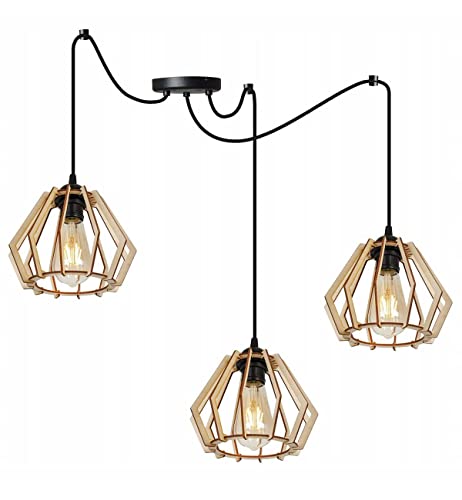 Light-Home Timber Spider Hängelampe - Hängeleuchte in Spinnenform - Deckenlampe – Spinne Lampe mit 3 Kopf - Pendelleuchte aus Metall und Holz - E27 - Einzigartger Charakter Light-Home Timber Spider Hängelampe - Hängeleuchte in Spinnenform - Deckenlampe – Spinne Lampe mit 3 Kopf - Pendelleuchte aus Metall und Holz - E27 - Einzigartger Charakter von Light Home LH